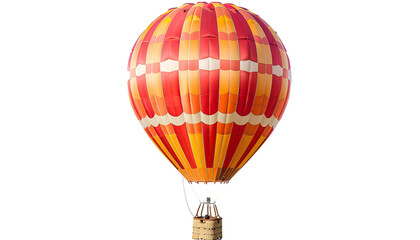 Fototapeta premium Bright hot-air balloon with wicker basket on white background