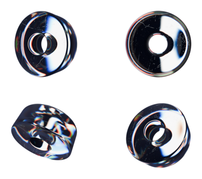 3d crystal glass sphere shapes with refraction Render transparent glass rotate figure with overlay dispersion light, rainbow gradient