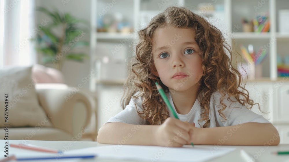 Sticker The cute girl writing