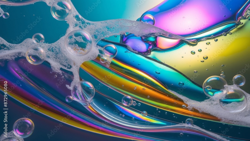 Canvas Prints Rainbow-colored swirls with white foam and bubbles