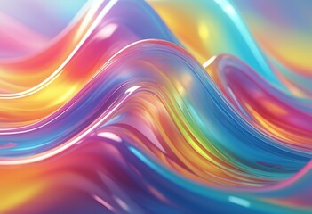 Fototapeta premium Abstract colorful rainbow liquid background. Swirl neon gradient. Dynamic curve fluid texture. Futuristic acrylic resin digital concept. For banner, backdrop, cover. Copy space