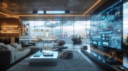 AI futuristic smart home concept, modern house, house of the future, ideal for articles about innovations in home technology