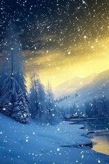 Naklejka premium background for winter with newly rising sun with generative ai