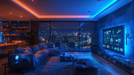 AI futuristic smart home concept, modern house, house of the future, ideal for articles about innovations in home technology