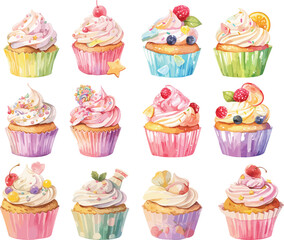 cupcake watercolor clipart