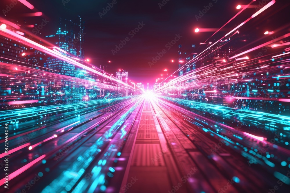 Poster future technology line background and light effect, cyberpunk style background material with a sense