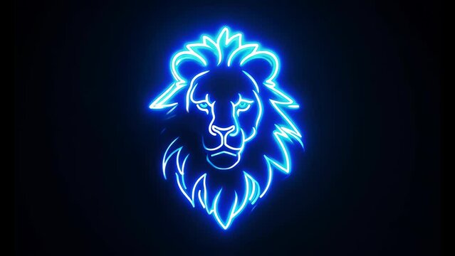 background with ornament,animation of a BLUE lion emblem fire isolated on the black background