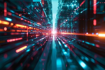 Future technology line background and light effect, cyberpunk style background material with a sense of technology