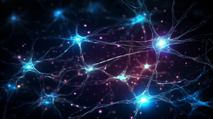 Obraz premium Neural Network Connections with Glowing Synapses in a Futuristic Digital Brain Concept