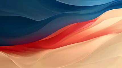 Naklejka premium Abstract Waves in Blue, Red, and Beige.
