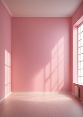 Obraz premium Minimalist Empty Studio Room With Blurred shadow Gentle Lights On Pink Wall