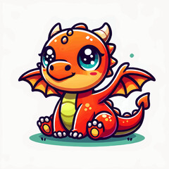 Cute red baby dragon vector illustration