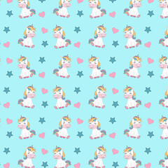 Pattern of unicorns, stars and hearts
