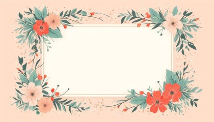 Vintage Coquette Frame Art Graphics with Blooming Flowers: Modern Vector Illustration