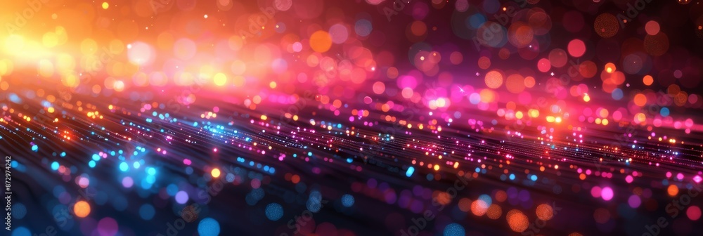 Poster colorful bokeh lights with neon glow. vibrant image featuring colorful bokeh lights and neon glow cr