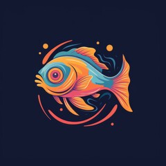 Naklejka premium An electric blue fish with a colorful tail is gracefully swimming in the water, creating a beautiful scene