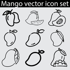 mango vector art icon set illustration.