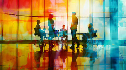 a team brainstorming in a modern office