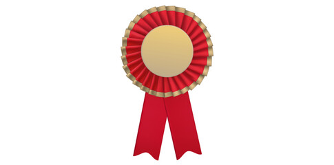 Award Winner Medal Icon, Realistic Red Ribbon Badge Vector Illustration.	