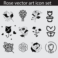 Flowers vector art icon illustration on white background.