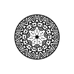 Obraz premium Doodle mandala inspired by seed and rims wheels decoration line illustration that can be used for sticker, scrapbook, icon, decorative, e.t.c with aesthetic black color