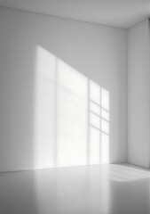 Fototapeta premium Minimalist Empty Studio Room With Blurred shadow Gentle Lights On White Wall