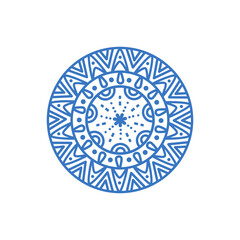 Doodle mandala inspired by seed and rims wheels decoration line illustration that can be used for sticker, scrapbook, icon, decorative, e.t.c with aesthetic blue color