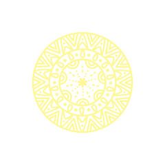 Doodle mandala inspired by seed and rims wheels decoration line illustration that can be used for sticker, scrapbook, icon, decorative, e.t.c with aesthetic yellow color