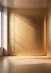 Minimalist Empty Studio Room With Blurred shadow Gentle Lights On Golden Wall