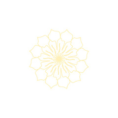 Doodle mandala decoration inspired by flower Hibiscus rosa sinensis that can be used for sticker, scrapbook, icon, decorative, e.t.c with aesthetic yellow color