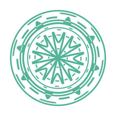 Doodle mandala decoration inspired by wheels and leaf that can be used for sticker, scrapbook, icon, decorative, e.t.c with aesthetic green color