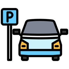 Parking Service lineal multi color icon, related to hotel service, travel, vacation theme. use for modern concept, UI or UX kit, web and app development