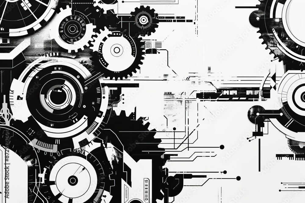 Poster abstract grungy cyber tech background. sci-fi circuit design. blueprint on old grungy surface. futur
