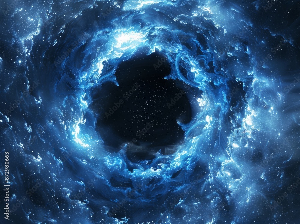 Poster the stargate appears as a glowing blue hexagonal pattern in space