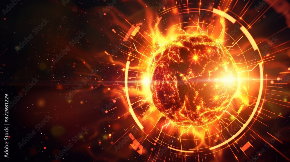 Poster a head-up display with a holographic nuclear fusion energy simulator as a background display