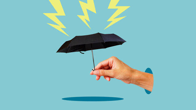 Insurance concept. Protection or defensive stock in economy crisis, unemployment or market crash, business resilient to survive difficulty