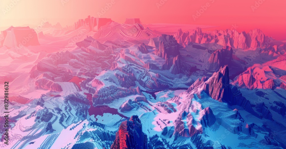 Aufkleber an aerial view of an abstract 3d metropolitan city with complex cube shapes forming a modern citysca