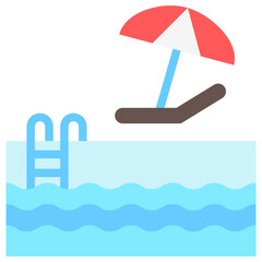 Swimming Pool multi color icon, related to hotel service, travel, vacation theme. use for modern concept, UI or UX kit, web and app development