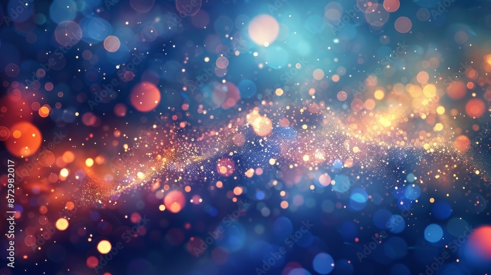 Poster the particles in the cloud move slowly through the air or float in liquid like sparkles on a dark bl