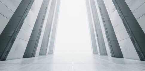 Fototapeta premium 3D rendering of futuristic sci-fi white corridor with podium for product advertising. Modern future background style.