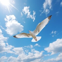 A blue sky with clouds over water beautiful scenery