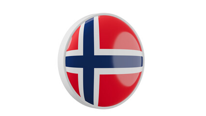 Obraz premium Norway, norwegian Circle flag icon . Transparent backgound. 3d rendered with alpha channel. Round shape.