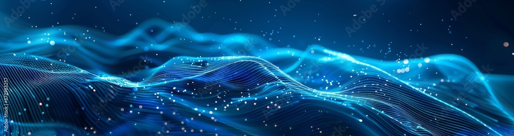 Poster future point wave on abstract background. connecting background. abstract wave. stock. big data tech
