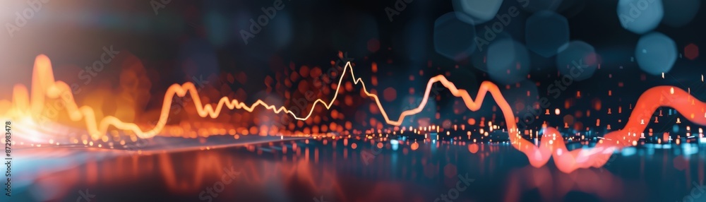Poster abstract glowing lines and dots representing data and technology. perfect for business, tech, and an