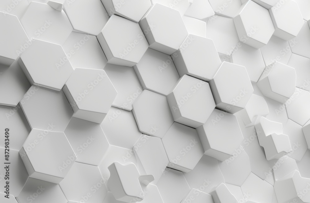 Poster an abstract rendering of a futuristic surface with hexagons in 3d.
