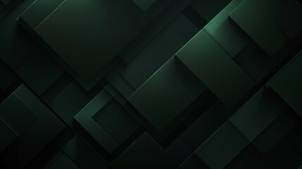Volumetric Square Pattern Dark Green Abstract Background. A 3D Cube Blocks Structure With Blur Effect For 4K and 8K Wallpaper.