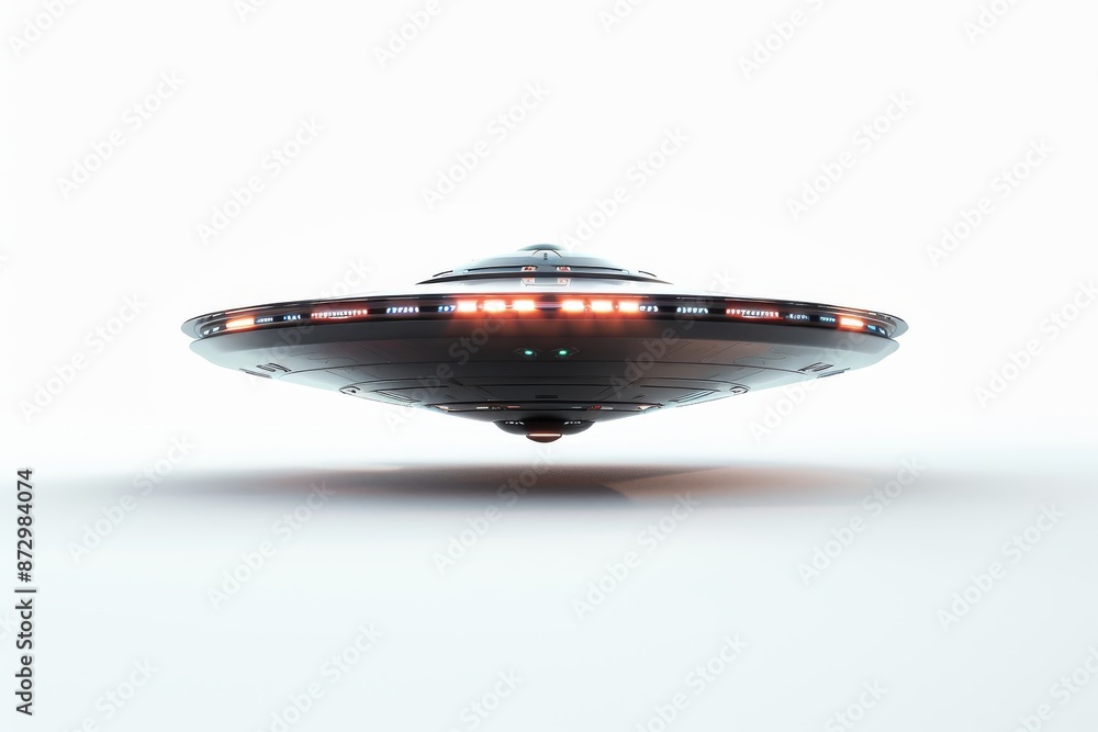 Poster a flying saucer spaceship from outer space, isolated on a transparent background, a computer stock i