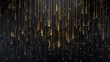 Detailed 3D render of abstract shape. Black and gold colors. Minimal futuristic background.