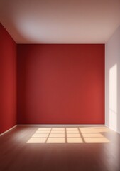 Minimalist Empty Studio Room With Blurred shadow Gentle Lights On Red Wall