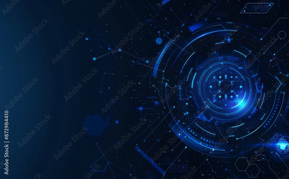 Poster a hexagonal digital sci-fi pattern with abstract modern technology concept design